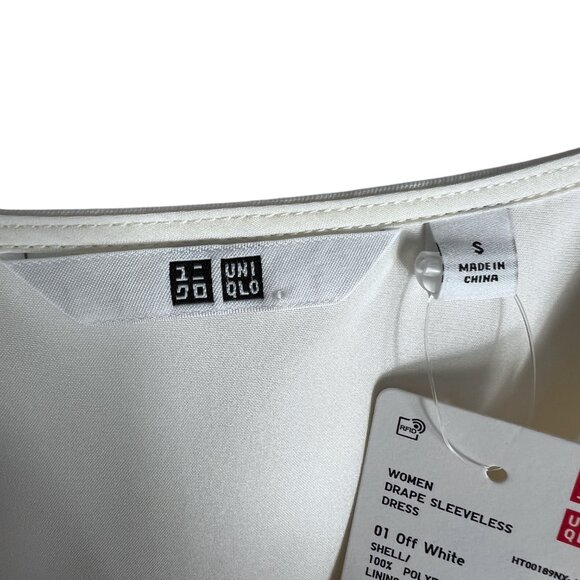NWT Uniqlo Women's Drape Sleeveless V-Neck Mini Dress in Off White Size S - Picture 3 of 12